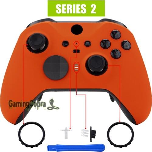 Orange Soft Touch Faceplate Front Housing Shell Case Replacement Kit for Xbox One Elite Series 2 Controller Model 1797