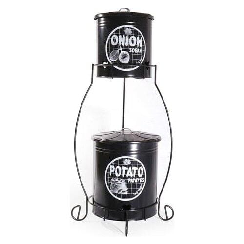 Elegant Home Metal Medium Potatoes Onion Set Black