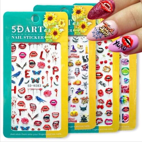 1PC 5D Flower Engraving Style Foil Nail Art Stickers Nail Decoration supplies Decals For Manicure Designer Fake Nails Accesorios