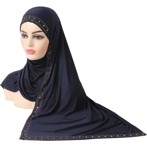 H092 Amira pull on hijab with shawl wrap pray hijab with stones muslim scarf islamic headscarf hat armia style hat