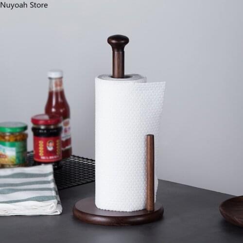 Kitchen Paper Towel Rack Wooden Oil-absorbing Roll Paper Based Creative Free Punching Paper Shelf Vertical Plastic Wrap Rack