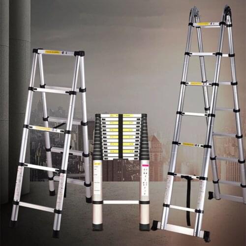 5.6m TY-639 2.8+2.8m Aluminum Alloy Telescopic Ladder Bamboo Trestle Ladder Multi-Function Ladder Joint Folding Ladder