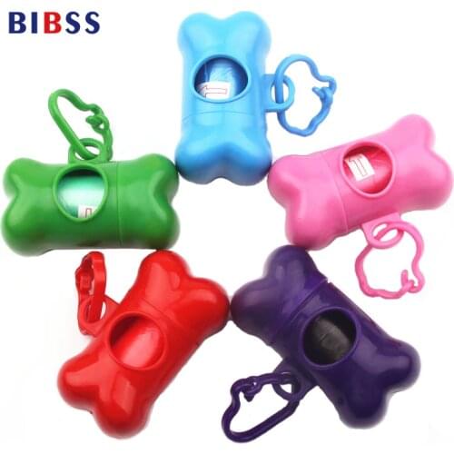 1 Roll Bags +1PCS Bone Type of Pet Waste bags Poop Case for Poop Bags 5 Colors Available Health Pet Wastedog carrier