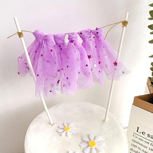 Mini Happy Birthday Banner Star Cake Topper Cupcake Toppers Flags Baby Star Yarn Tassel happy birthday Dessert Table Decoration