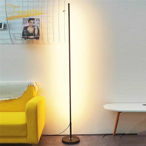 Minimalist Nordic Modern Simple LED Floor Lamps Standing Lamps Living Room Led Black/White Aluminum Decor Study Bedroom Bedside