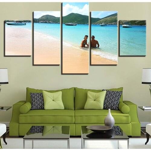 Men and women swimming on the beach 5pcs Modern Home Wall Decor Canvas Picture Art HD Print Painting On Canvas for Living Room