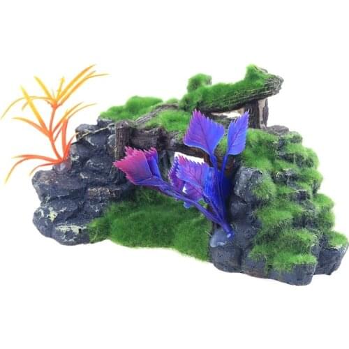 Aquarium Resin Moss Bridge Fish Play Cave Decor for Fish Tank Aquarium Ornament Dropshipping