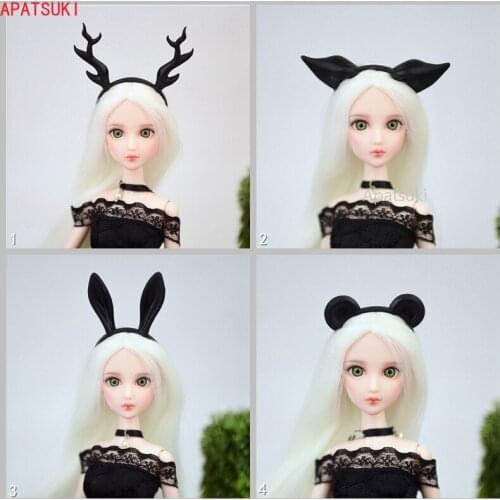 4pcs/lot Black Pretty Ear Headband For Barbie Doll Accessories Plastic Tiara Headwear Hairwear Hair Accessories For 1/6 Doll Toy