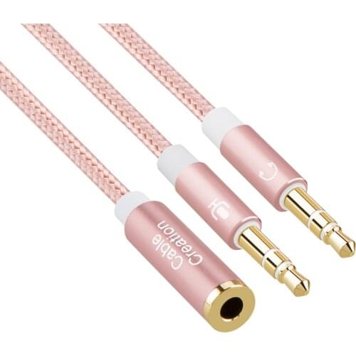 3.5mm Audio Splitter, 3.5mm Female to 2Dual 3.5mm Male Headphone Mic Audio Y Splitter with 3.5mm Audio Jack CTIA to OMTP Adapter