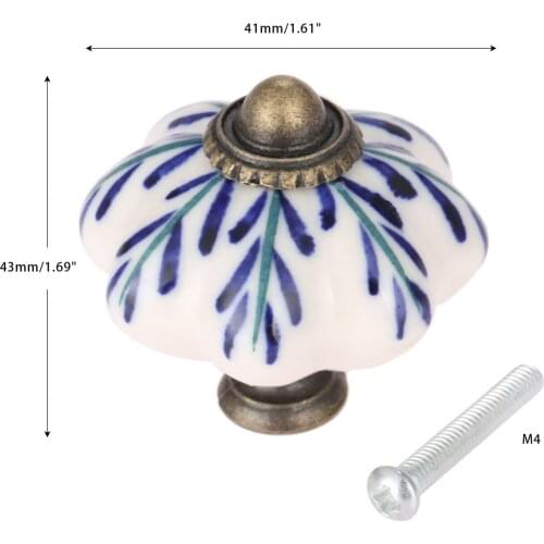 1Pc 43*41mm Retro Pumpkin Cabinet Knob European Furniture Handles Ceramic Door Knob Wardrobe Drawer Cupboard Kitchen Pull Handle