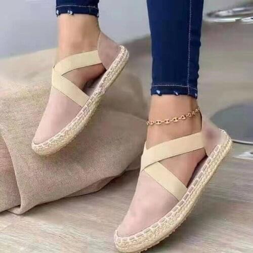 Summer Patchwork Women Flats Canvas Sandals Flat Shoes Women Hemp Rope Bottom Ladies Slip On Casual Sandals