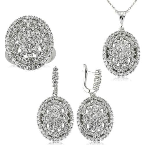 Silverlina Silver White Cubic Zirconia Women 'S Set