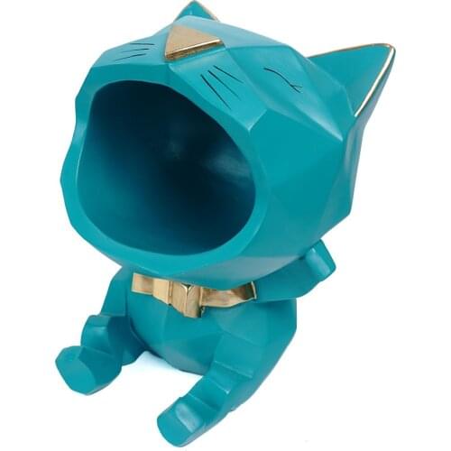 Statue Figurine Sculpture Home Office Table Desktop Decor Ornaments cat storage ornaments mobile phone holder Multifunction cute