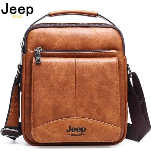 JEEP BULUO New Large Mens Messenger Shoulder Bags Men Fashion Business High Quality Split Leather Crossbody Tote Bag For iPad