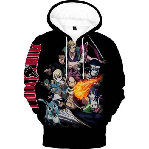 New Tops 3D Fairy Tail Hoodie Hip Hop Men Women Sweatshirts 3D Coats Anime Hoodies Fairy Tail Sweatshirts Harajuku Kids Clothing