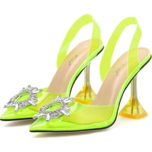 Star style Women Pumps Transparent Crystal Cup heeled Summer Shoes Woman Elegant Pointed toe High heels Party Prom Shoes Sandals