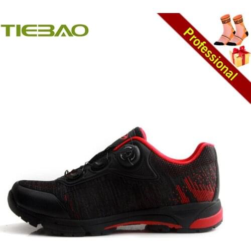 TIEBAO Leisure Cycling Shoes Flying Woven Self-locking Breathable Sapatilha Ciclismo Mtb Bicycle Sneakers Mountain Bike Shoes