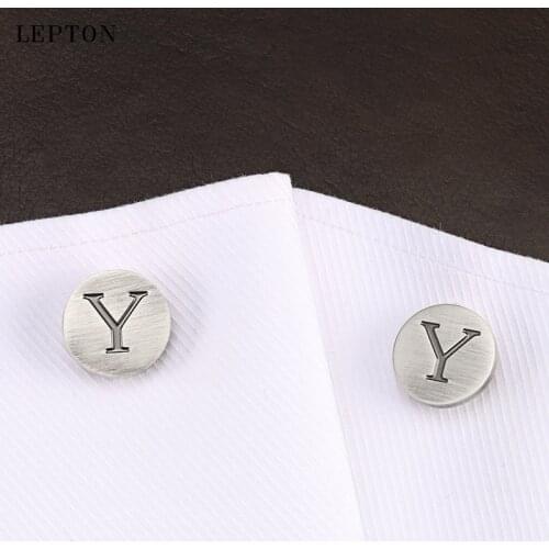 Lepton Letters of an alphabet Y Cufflinks For Mens Classic Antique Silver plated Letters Y cuff links Men shirt cuffs Cufflink