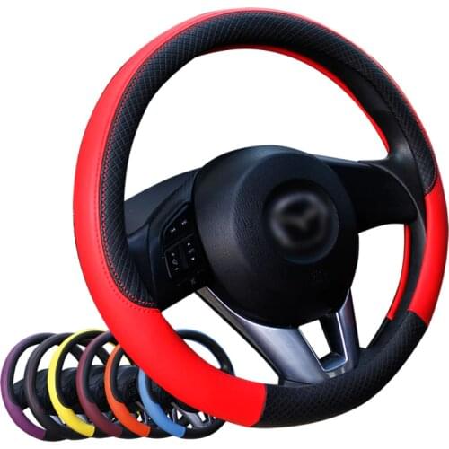 Factory Sale Stering-wheel Black leather car steering wheel cover 38cm Wheel Cover Steering wheel covers Interior Accessories