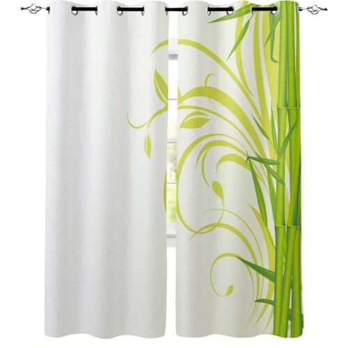 Green Art Bamboo White Blackout Curtains For Living Room Bedroom Window Treatment Blinds Drapes Kitchen Curtains