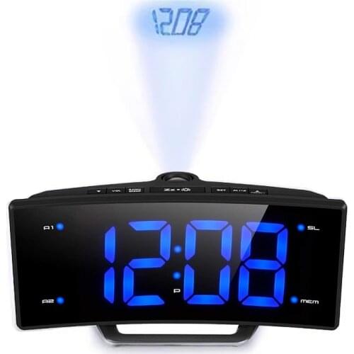 Mirror FM Radio Alarm Clock LED Digital Electronic Table Projector Clock Desk Nixie Projection Alarm Clock With Time Projection