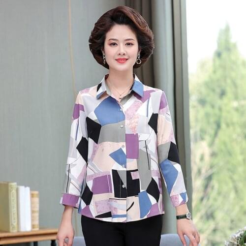 Nine Quarter Sleeve Women Blouses 2021 Plus Size Turn-down Collar Blouse Shirt Casual Tops Elegant Work Wear Shirts 5XL