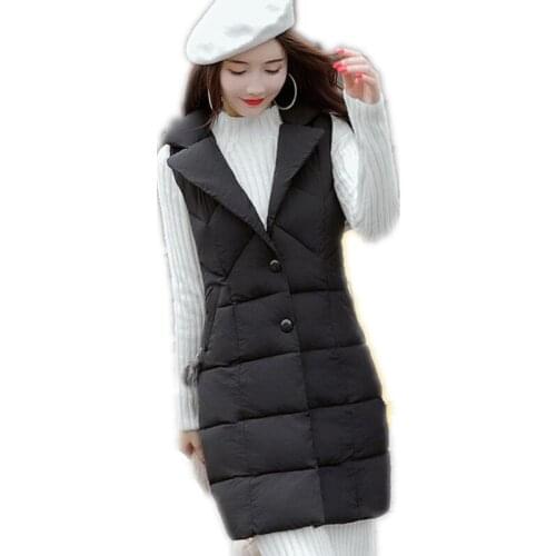 High Quality 2018 Winter Women Medium-Long Casual Vest Female Plus Size 4XL Button Turn-Down Collar Warm Thicken Vest Mujer Q588