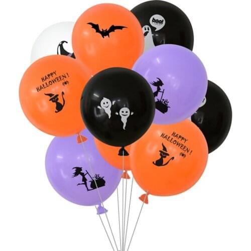 10pcs Halloween Party Decoration Ghost Pumpkin Bat Witch Pattern Latex Balloons Inflatable Globos Festival Event Decor Supplies