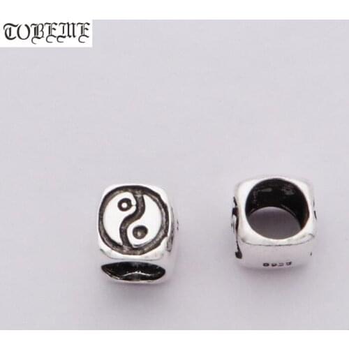 100% 925 Silver Fengshui Yinyang Symbol Beads Taichi Symbol Beads DIY Jewelry Findings Good Luck Jewelry Beads