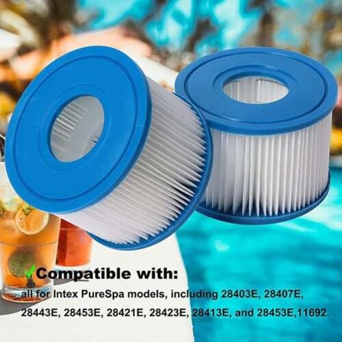 2Pcs Swimming Pool Spa Filter for Pool Filter Type S1 Swimming Filter Cartridge Hot Tub for Intex S1 PureSpa Filter Pump