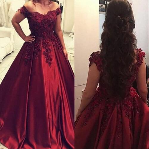 2021 Elegant Burgundy Prom Dresses A Line Off Shoulders with Appliques Beads Long Robe de soriee Party Evening Gowns