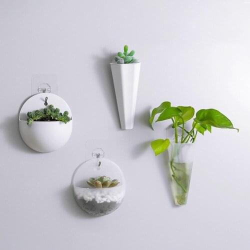 2021 Hanging Flowerpot Eco-friendly Punch-free Plastic Hydroponic Wall Plant Vase Green Radish Flower Pot Home Garden Decor