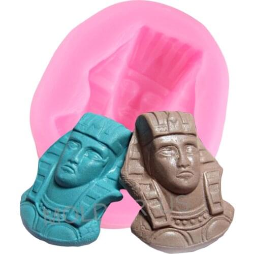 3D Egyptian Pharaoh Silicone Mold Polymer Clay Fondant Molds Cake Decorating Tools Kitchen Baking Chocolate Candy Moulds