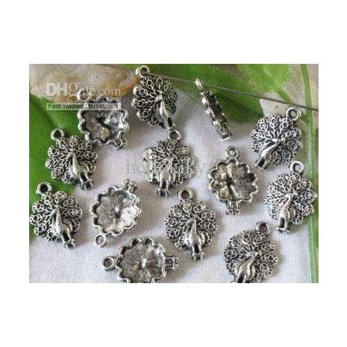 600pcs Tibetan silver peacock charms 21x14.5mm A9010