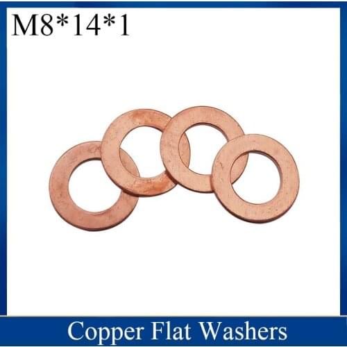 【8*14*1】Solid Copper Washer Flat Ring Gasket Sump Plug Oil Seal Fittings Fastener Hardware Accessories 1pcs