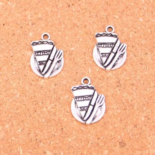 82Pcs Antique Silver Plated slice of pie plate fork Charms Diy Handmade Jewelry Findings Accessories 20*14mm
