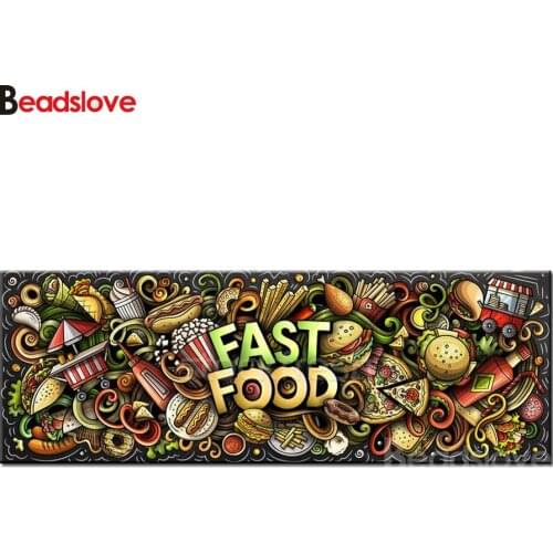 5D DIY Diamond Painting abstract fast food landscape Full Square Round Drill Embroidery Cross Stitch 5D icon Home Decor mosai