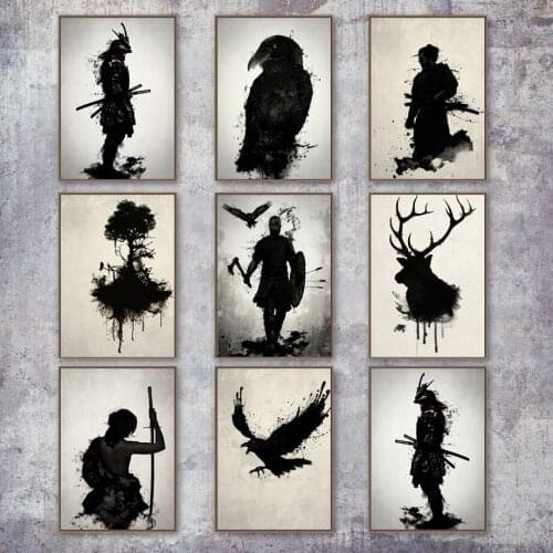 Armored Japanese Samurai Warrior Vintage Wall Art Canvas Painting Nordic Posters And Prints Wall Pictures For Living Room Decor