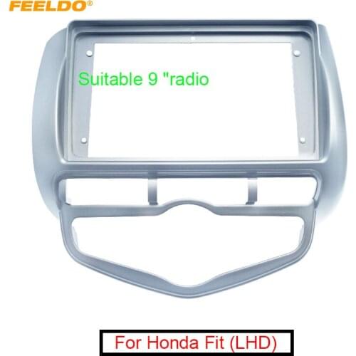 FEELDO Car 2Din 9" DVD Stereo Audio Fascia Frame Adapter For Honda Fit (LHD) Panel Bezel Frame Installation Trim Kit