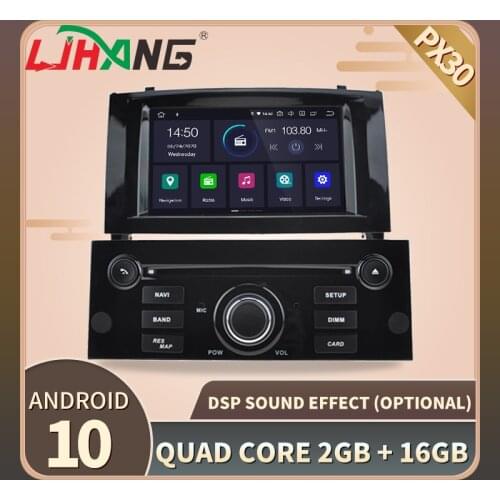 LJHANG 1 Din Octa Cores Auto Radio Android 10.0 Car DVD Player For PEUGEOT 407 GPS Navigation Audio 4G+64G Stereo Multimedia RDS