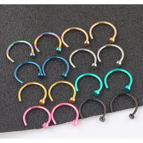 Stainless steel Seamless Fake Nose Hoops Ear Piercing Tragus Nose Rings Ear Cartilage Septum Clip Body Jewelry Oreja Lip 6/8/10