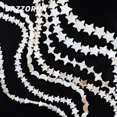 6/8/10/12mm Natural Star Moon Shape Shell Beads Charms Mother Of Pearl Spacer Beads For Jewelry Making DIY Necklace Accessories
