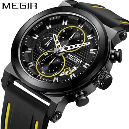 MEGIR Military Watch Men Luxury Brand Mens Fashion Silicone Sport Watches Mens Chronograph Quartz Wrist Watch Relogio Masculino