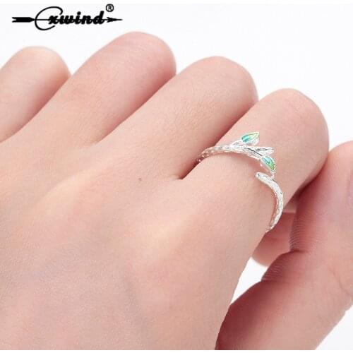 Cxwind Cute Leaf Tree Branch Open Rings for Woman Girl Finger Rings Fashion knuckle Birdthday Party Engagement Ring Jewelry