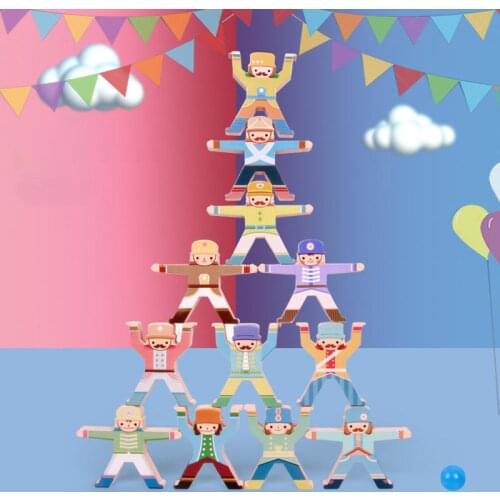 Wooden Montessori Hercules Balance Building Blocks Toys For Kids Diy Stacking Height Game Baby Early Education Children Toys