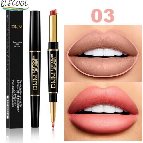 ELECOOL 2 IN 1 Velvet Matte Lipsticks Pencil Lip Liner Contour Sexy Red Lip Tint Long Lasting Moisturizer Lipliner Cosmetics Set