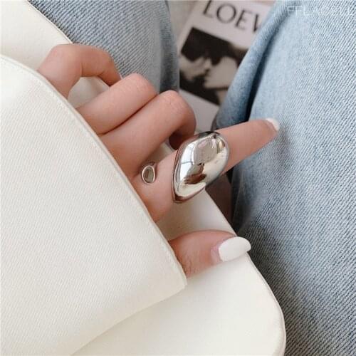 FFLACELL 2020 Korea INS Simple Drop-shaped Irregularly Exaggerated Cross-opening Adjustable Ring All-match Jewelry For Women