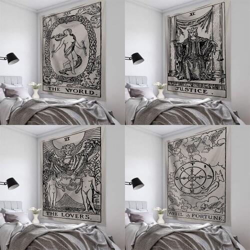 Tapestry Tarot Card Wall Hanging Astrology Divination Witchcraft Room Decor Mandala Throw Cover Sun Moon Wall Decor 95x73cm