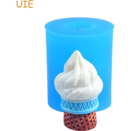 GYL448U 34.3mm Kawaii 3D Ice Cream Mold - Ice Cream with Cone Flexible Mold Miniature Food Polymer Clay Mold, Resin Mold
