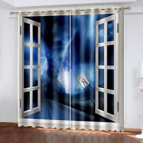 Personalized Lifelike Landscape Plant 3D Pattern Printing Living Room Sunshade Custom Curtain Suit Bedroom with Hook Accessories